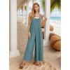 imageIWOLLENCE Womens Summer Jumpsuits Boho Wide Leg Overalls Casual Loose Rompers with Pockets 202402 Blue Green