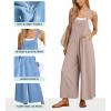 imageIWOLLENCE Womens Summer Jumpsuits Boho Wide Leg Overalls Casual Loose Rompers with Pockets 202403 Light Khaki
