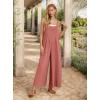 imageIWOLLENCE Womens Summer Jumpsuits Boho Wide Leg Overalls Casual Loose Rompers with Pockets 202406 Rust Red