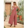 imageIWOLLENCE Womens Summer Jumpsuits Boho Wide Leg Overalls Casual Loose Rompers with Pockets 202406 Rust Red