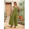 imageIWOLLENCE Womens Summer Jumpsuits Boho Wide Leg Overalls Casual Loose Rompers with Pockets 202407 Army Green