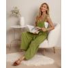 imageIWOLLENCE Womens Summer Jumpsuits Boho Wide Leg Overalls Casual Loose Rompers with Pockets 202407 Army Green