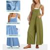 imageIWOLLENCE Womens Summer Jumpsuits Boho Wide Leg Overalls Casual Loose Rompers with Pockets 202407 Army Green