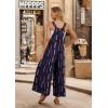 imageIWOLLENCE Womens Summer Jumpsuits Boho Wide Leg Overalls Casual Loose Rompers with Pockets 202421 Navy Blue Stripe