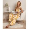 imageIWOLLENCE Womens Summer Jumpsuits Boho Wide Leg Overalls Casual Loose Rompers with Pockets 202422 Yellow Peony