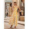 imageIWOLLENCE Womens Summer Jumpsuits Boho Wide Leg Overalls Casual Loose Rompers with Pockets 202422 Yellow Peony