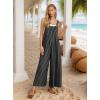 imageIWOLLENCE Womens Summer Jumpsuits Boho Wide Leg Overalls Casual Loose Rompers with Pockets 202423 Black Stripe