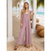 imageIWOLLENCE Womens Summer Jumpsuits Boho Wide Leg Overalls Casual Loose Rompers with Pockets 202425 Gray Pink Stripe
