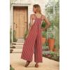 imageIWOLLENCE Womens Summer Jumpsuits Boho Wide Leg Overalls Casual Loose Rompers with Pockets 202430 Fp Bm Rust Red Dashed