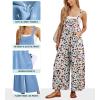 imageIWOLLENCE Womens Summer Jumpsuits Boho Wide Leg Overalls Casual Loose Rompers with Pockets 202440 Fp White Periwinkle
