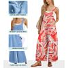imageIWOLLENCE Womens Summer Jumpsuits Boho Wide Leg Overalls Casual Loose Rompers with Pockets 202441 Fp White Ink Orange