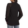 imageIWOLLENCE Womens Waffle Knit Blouse Puff LongShort Sleeve Lace Tops Casual Loose T Shirts02 Black