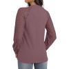 imageIWOLLENCE Womens Waffle Knit Blouse Puff LongShort Sleeve Lace Tops Casual Loose T Shirts03 Rust Red