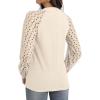 imageIWOLLENCE Womens Waffle Knit Blouse Puff LongShort Sleeve Lace Tops Casual Loose T Shirts05 Oatmeal