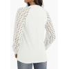 imageIWOLLENCE Womens Waffle Knit Blouse Puff LongShort Sleeve Lace Tops Casual Loose T Shirts11 White