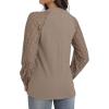 imageIWOLLENCE Womens Waffle Knit Blouse Puff LongShort Sleeve Lace Tops Casual Loose T Shirts12 Khaki