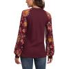 imageIWOLLENCE Womens Waffle Knit Blouse Puff LongShort Sleeve Lace Tops Casual Loose T Shirts23 Leopard Wine Floral