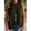 imageIWOLLENCE Womens Waffle Knit Tank Tops Casual Blouse Sleeveless Cute Twist Knot TunicC Army Green