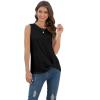 imageIWOLLENCE Womens Waffle Knit Tank Tops Casual Blouse Sleeveless Cute Twist Knot TunicC Black