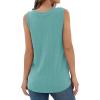 imageIWOLLENCE Womens Waffle Knit Tank Tops Casual Blouse Sleeveless Cute Twist Knot TunicC Blue Green