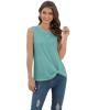 imageIWOLLENCE Womens Waffle Knit Tank Tops Casual Blouse Sleeveless Cute Twist Knot TunicC Blue Green