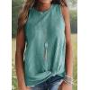 imageIWOLLENCE Womens Waffle Knit Tank Tops Casual Blouse Sleeveless Cute Twist Knot TunicC Blue Green