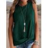 imageIWOLLENCE Womens Waffle Knit Tank Tops Casual Blouse Sleeveless Cute Twist Knot TunicC Dark Green