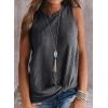 imageIWOLLENCE Womens Waffle Knit Tank Tops Casual Blouse Sleeveless Cute Twist Knot TunicC Dary Grey