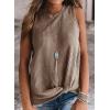 imageIWOLLENCE Womens Waffle Knit Tank Tops Casual Blouse Sleeveless Cute Twist Knot TunicC Khaki
