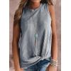 imageIWOLLENCE Womens Waffle Knit Tank Tops Casual Blouse Sleeveless Cute Twist Knot TunicC Light Grey