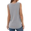 imageIWOLLENCE Womens Waffle Knit Tank Tops Casual Blouse Sleeveless Cute Twist Knot TunicC Light Grey