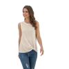 imageIWOLLENCE Womens Waffle Knit Tank Tops Casual Blouse Sleeveless Cute Twist Knot TunicC Oatmeal