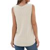imageIWOLLENCE Womens Waffle Knit Tank Tops Casual Blouse Sleeveless Cute Twist Knot TunicC Oatmeal