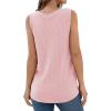 imageIWOLLENCE Womens Waffle Knit Tank Tops Casual Blouse Sleeveless Cute Twist Knot TunicC Pink