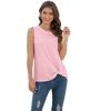 imageIWOLLENCE Womens Waffle Knit Tank Tops Casual Blouse Sleeveless Cute Twist Knot TunicC Pink