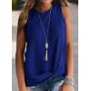 imageIWOLLENCE Womens Waffle Knit Tank Tops Casual Blouse Sleeveless Cute Twist Knot TunicC Royal Blue