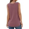 imageIWOLLENCE Womens Waffle Knit Tank Tops Casual Blouse Sleeveless Cute Twist Knot TunicC Rust Red