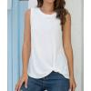 imageIWOLLENCE Womens Waffle Knit Tank Tops Casual Blouse Sleeveless Cute Twist Knot TunicC White