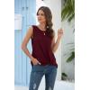 imageIWOLLENCE Womens Waffle Knit Tank Tops Casual Blouse Sleeveless Cute Twist Knot TunicC Wine Red