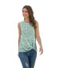 imageIWOLLENCE Womens Waffle Knit Tank Tops Casual Blouse Sleeveless Cute Twist Knot TunicFp Light Green Floral