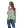 imageIWOLLENCE Womens Waffle Knit Tank Tops Casual Blouse Sleeveless Cute Twist Knot TunicFp Light Green Floral