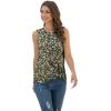 imageIWOLLENCE Womens Waffle Knit Tank Tops Casual Blouse Sleeveless Cute Twist Knot TunicFpblack Yellow Floral