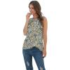 imageIWOLLENCE Womens Waffle Knit Tank Tops Casual Blouse Sleeveless Cute Twist Knot TunicFpyellow White Flower