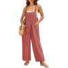 imageIWOLLENCE Womens Summer Jumpsuits Boho Wide Leg Overalls Casual Loose Rompers with Pockets 202430 Fp Bm Rust Red Dashed