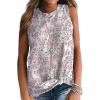 imageIWOLLENCE Womens Waffle Knit Tank Tops Casual Blouse Sleeveless Cute Twist Knot TunicFp Pink Floral