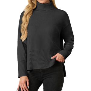 imageIWOLLENCE 2024 Winter Fall Turtleneck Sweater High Neck Long Sleeve Sweaters Pullover OutfitBlack01