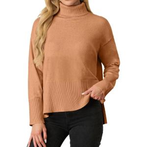 imageIWOLLENCE 2024 Winter Fall Turtleneck Sweater High Neck Long Sleeve Sweaters Pullover OutfitCocoa