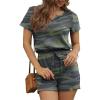 imageIWOLLENCE Rompers for Women Waffle Knit Notch Neck Summer Casual Beach Drawstring Shorts Jumpsuit Lettuce Trim Loungewear