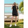 imageIWOLLENCE Womens 2 Piece Sets Summer Lounge Set Casual Short Sleeve Round Neck Tops and Elastic Waist Short Outfits TracksuitBlack