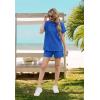 imageIWOLLENCE Womens 2 Piece Sets Summer Lounge Set Casual Short Sleeve Round Neck Tops and Elastic Waist Short Outfits TracksuitBlue